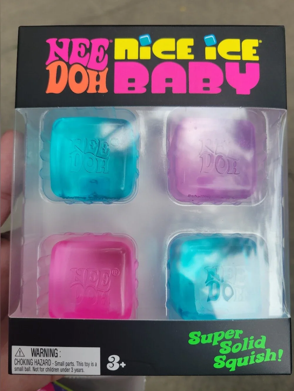 NWT Authentic NeeDoh NIce Ice Baby Super Solid Squish Pack - Pink, Purple, Teal